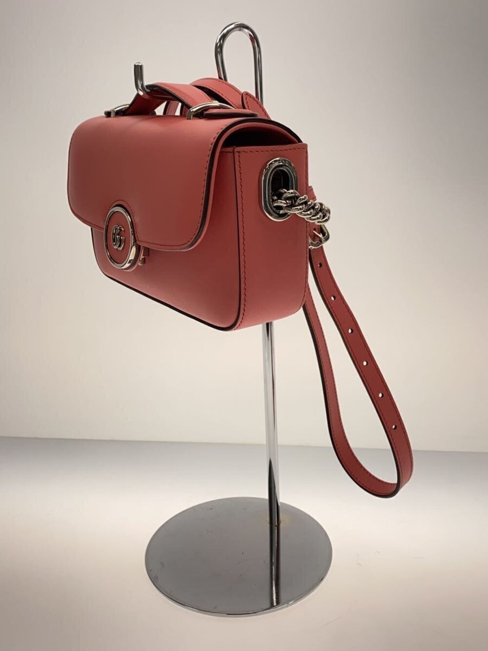 Gucci Bag Pink Shoulder Leather GG Double Pink